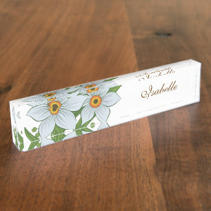 Tulpen und Osterglocken personalisierter Name Namensplakette