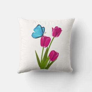 Tulpen- und Schmetterlings-Kissen Kissen