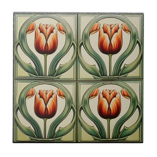 Tulpen zu Symmetric Art Nouveau Keramik Tile Fliese
