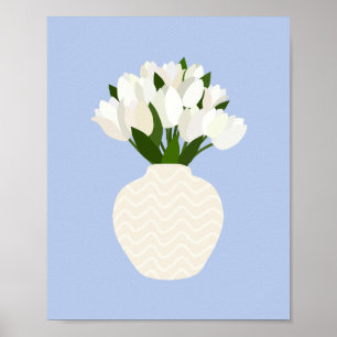 Tulpenanordnung Blumenvase Blau Poster