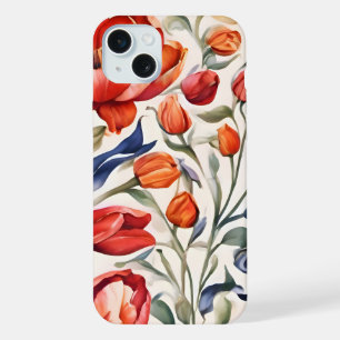 Tulpenblüten WC Muster Design iPhone 15 Plus Hülle
