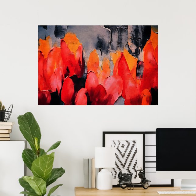 Tulpenfeld – Abstrakte Blumenintensität Poster (Heimbüro)