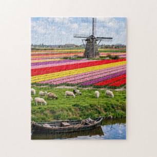 Tulpenfelder und Windmühle Puzzle