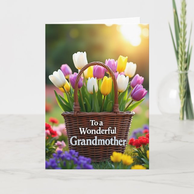 Tulpenkorb Wunderbare Oma Karte (Vorderseite)
