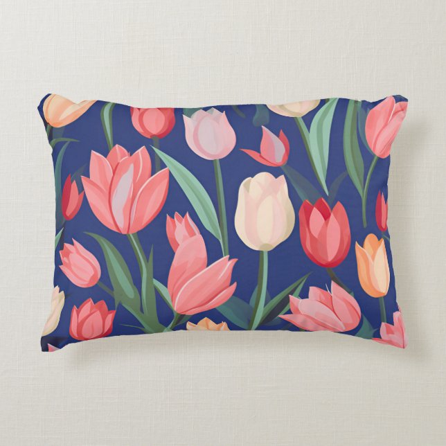 Tulpenmuster Dekokissen (Vorderseite)