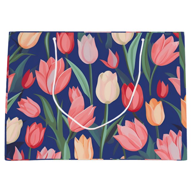 Tulpenmuster Große Geschenktüte (Vorderseite)