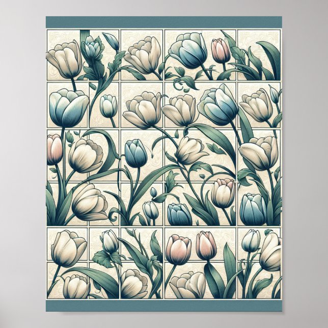 Tulpenmuster-Kunstposter Poster (Vorne)