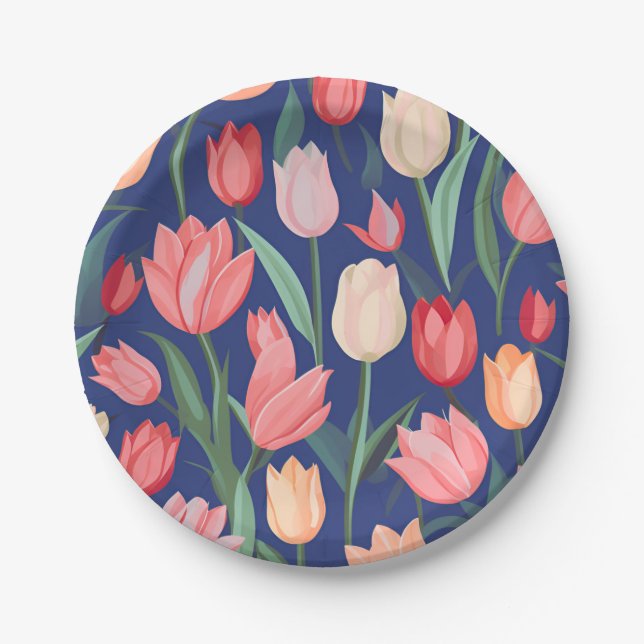 Tulpenmuster Pappteller (Vorderseite)