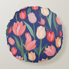 Tulpenmuster Rundes Kissen