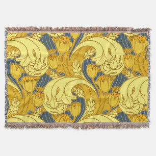 Tulpenmusterdruck: Gelbblaue Art Nouveau Decke