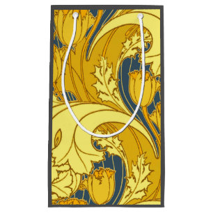 Tulpenmusterdruck: Gelbblaue Art Nouveau Kleine Geschenktüte