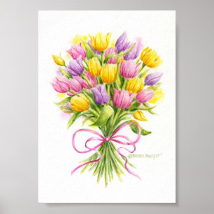 Tulpenposter Helles und Schönes Bouquet Poster