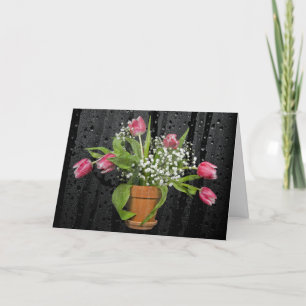 Tulpenstrauß mit Regentropfen Beileidskarte Karte