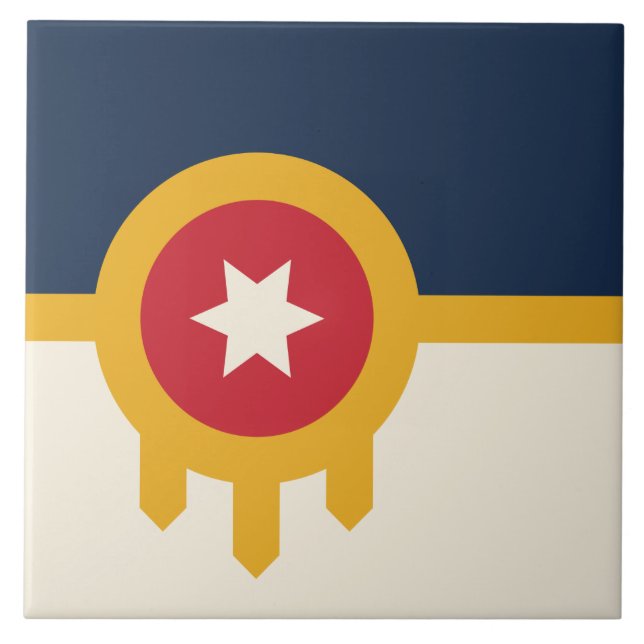 Tulsa City Flag Tile Fliese (Vorderseite)