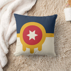 Tulsa Flag auf amerikanischem MoJo-Pillow Kissen