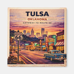 Tulsa Neon Route 66 Kühlschrank Flashback Magnet