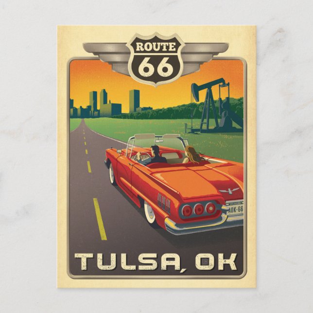 Tulsa, OK - Route 66 Postkarte (Vorderseite)