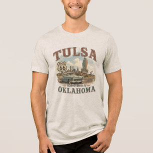 Tulsa Oklahoma Historische Route 66 Vintage Öl-Sta Tri-Blend Shirt