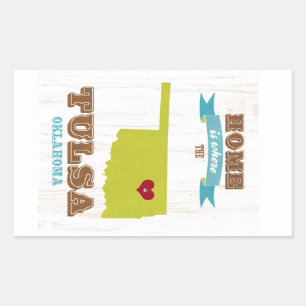 Tulsa, Oklahoma Map - Zuhause ist das Herz Rechteckiger Aufkleber