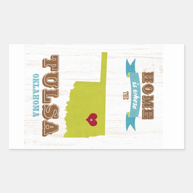 Tulsa, Oklahoma Map - Zuhause ist das Herz Rechteckiger Aufkleber (Vorderseite)