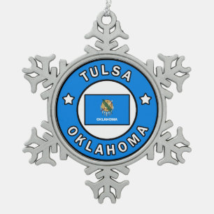 Tulsa Oklahoma Schneeflocken Zinn-Ornament