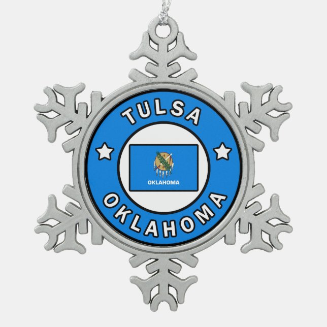 Tulsa Oklahoma Schneeflocken Zinn-Ornament (Vorderseite)