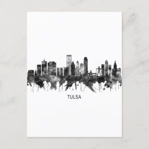 Tulsa Oklahoma Skyline BW Feiertagspostkarte