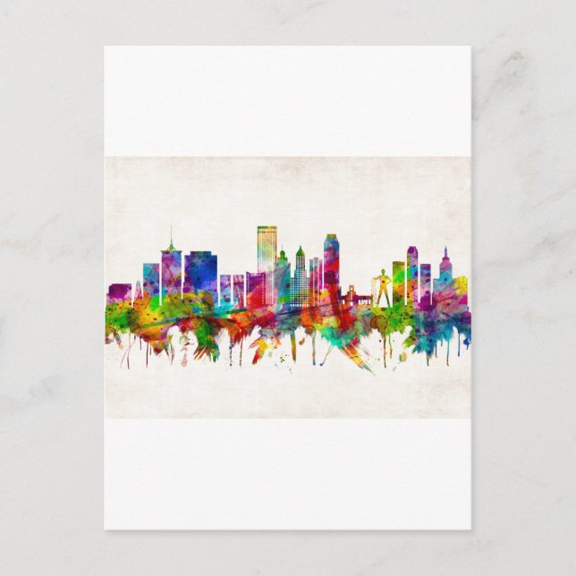 Tulsa Oklahoma Skyline Einladungspostkarte (Vorderseite)