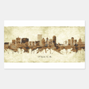 Tulsa Oklahoma Stadtbild Rechteckiger Aufkleber