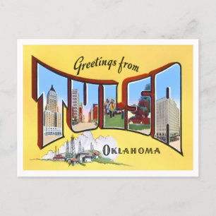 Tulsa, Oklahoma Vintage Große Buchstaben Postkarte