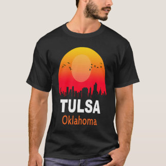 Tulsa Oklahoma Vintage Sonnenuntergang Retro Stadt T-Shirt