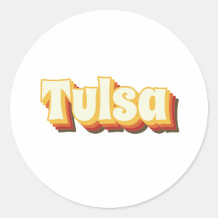 Tulsa Retro Vintager Text Runder Aufkleber