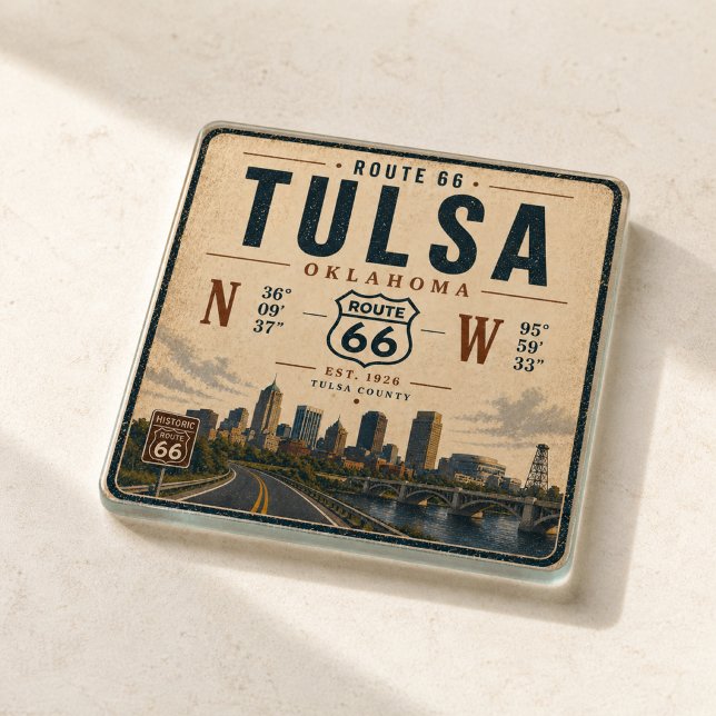 Tulsa Route 66 Skyline Bar Glaswaren Glasuntersetzer (Von Creator hochgeladen)