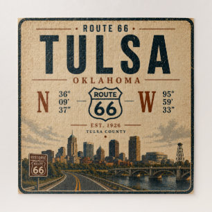 Tulsa Route 66 Skyline Koordinaten Reise Puzzle