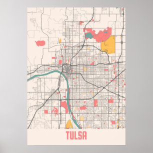 Tulsa - United Staaten Chalk City Map Poster