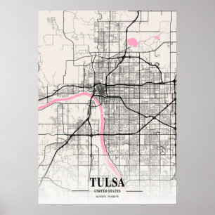 Tulsa - Vereinigte Staaten Neapolitan City Map Poster