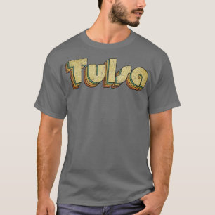 Tulsa Vintage Regenbogen-Typografie-Stil 70er T-Shirt