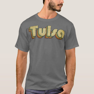 Tulsa Vintage Regenbogen-Typografie-Stil 70er T-Shirt