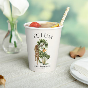 Tulum Leopard Tropical Bachelorette Wochenende Pappbecher