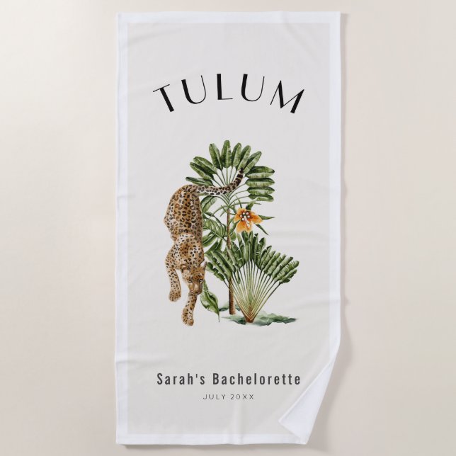 Tulum-Leoparden-Tropen-Junggesellinnen-Abschiedstr Strandtuch (Vorderseite)