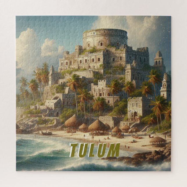 Tulum Mexico Landscape Vintage Reise Puzzle (Vertikal)