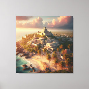 Tulum Mexico Landschaft Vintage Reise Leinwanddruck