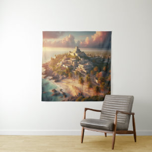 Tulum Mexico Landschaft Vintage Reise Wandteppich