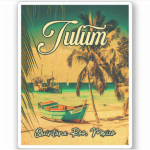 Tulum Mexico Palm Tree Vintage Reise Souvenir Aufkleber