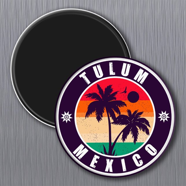 Tulum Mexico Palm Trees Vintage Reise Souvenirs Magnet (Von Creator hochgeladen)