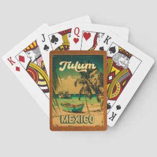 Tulum Mexico Palmenbaum Vintage Reisemitbringsel Spielkarten
