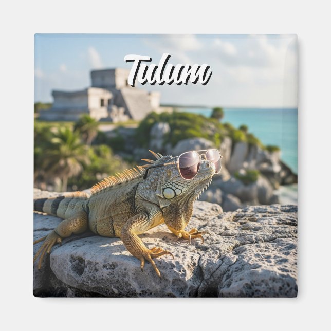 Tulum Mexico Reise Iguana Magnet (Vorne)