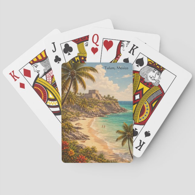 Tulum Mexico Retro Beach Destination Spielkarten (Rückseite)