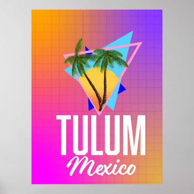 Tulum Mexico Retro Reiseplakat. Poster (Vorne)