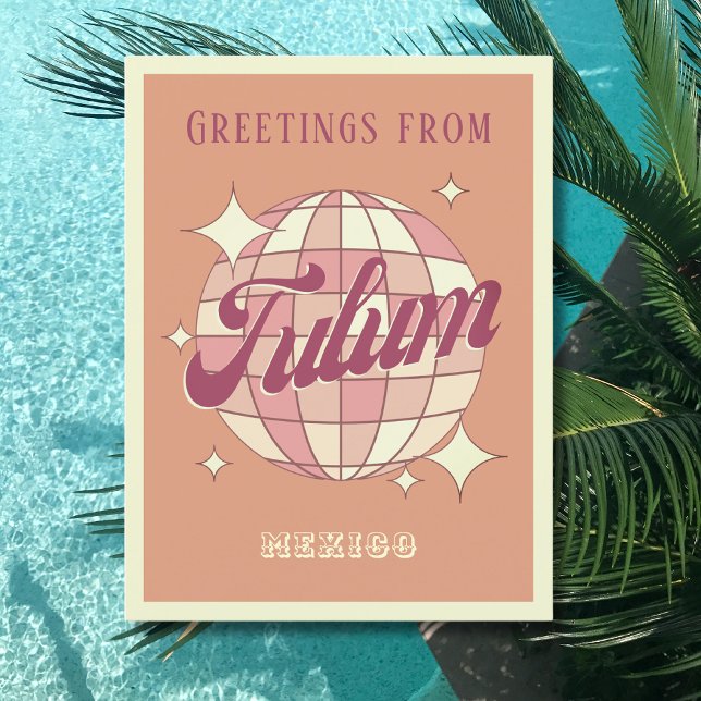Tulum Mexico Retro Vintages Party Postkarte (Von Creator hochgeladen)